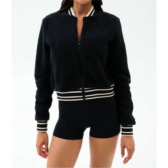 SPLITS59 Willa Sherpa Bomber Jacket in Black Size Medium - Picture 4 of 14